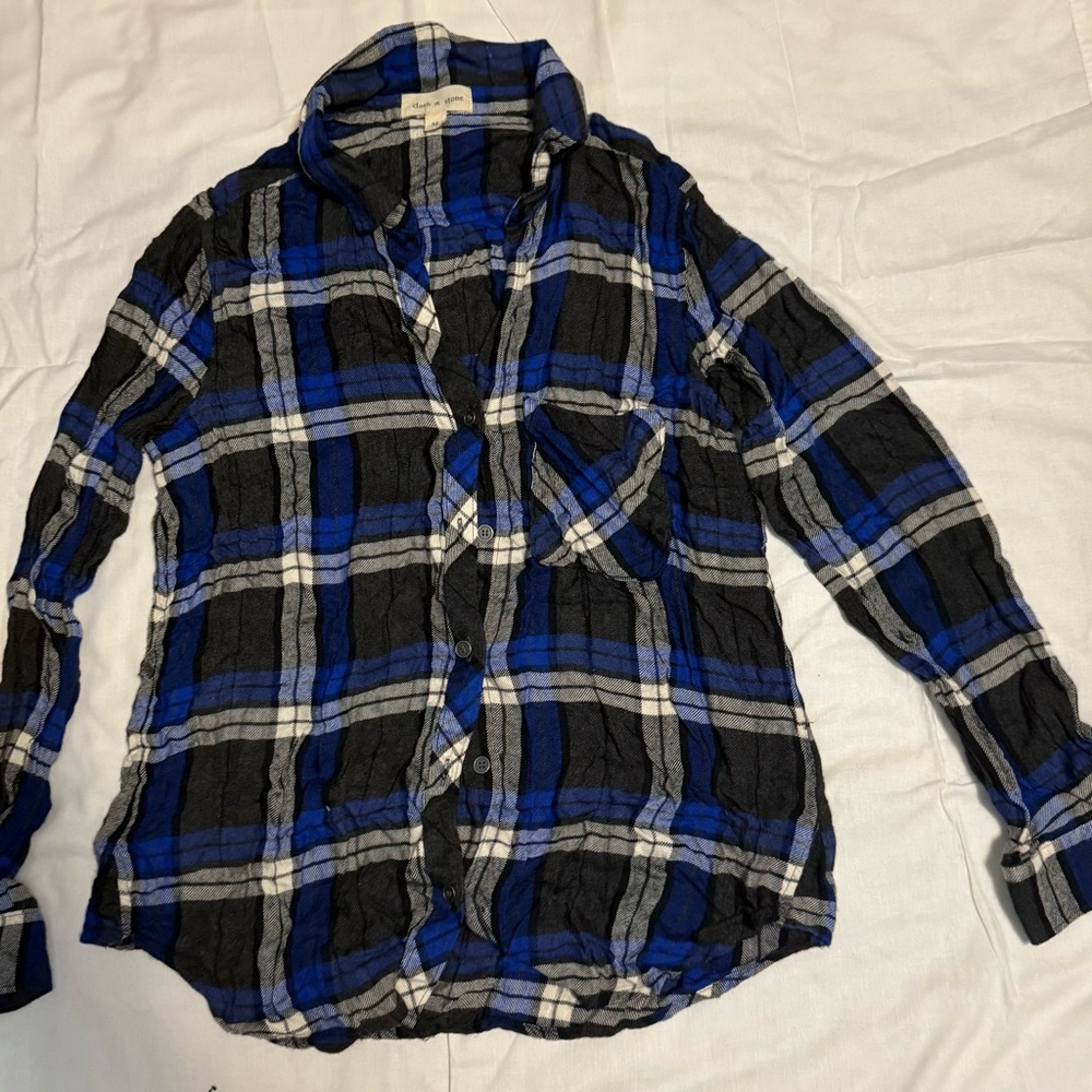Cloth & Stone Plaid Woman Medium Shirt with Forever21 Navy Jeans Size 29